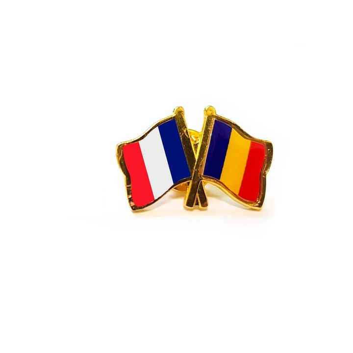Insigna, pin steag Romania si Franta