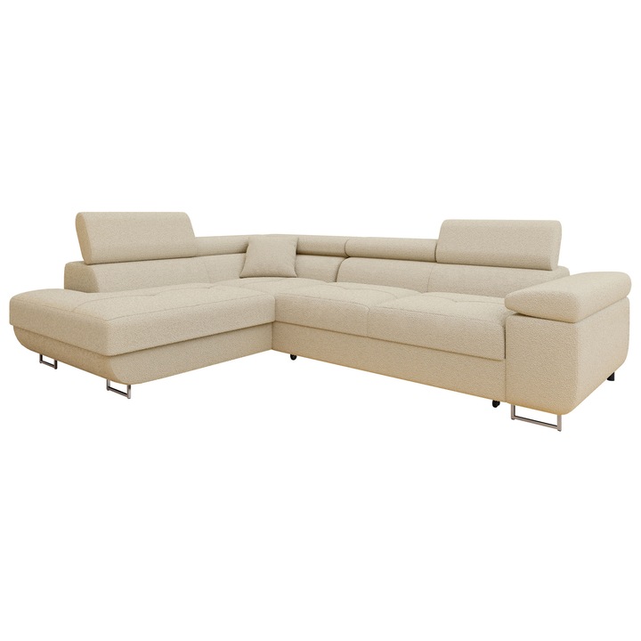 Coltar rabatabil Torezio Premium, MIRJAN24, stanga, bej inchis, 274x203x70 cm