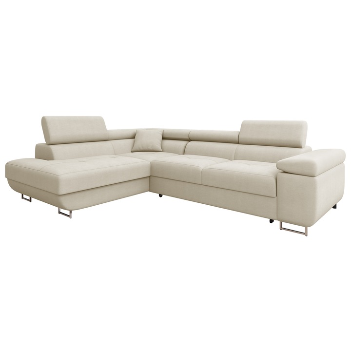 Coltar rabatabil Torezio Premium, MIRJAN24, stanga, bej deschis, 274x203x70 cm