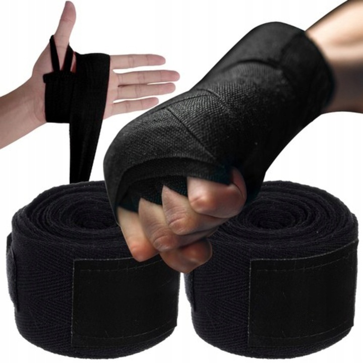 Комплект кутия ленти Zola, 2 бр х 4 м, ширина 5 см, велкро закопчаване, памук, черни