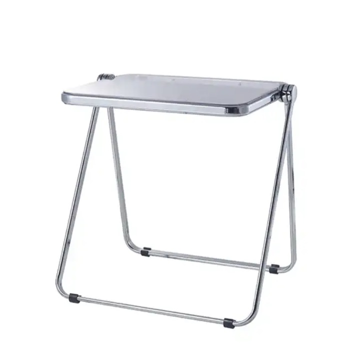 Akril összecsukható dohányzóasztal, modern, kanapéra, kis irodába, éjjeliszekrényre, étkezőbe, teraszra, 40×35cm, szürke