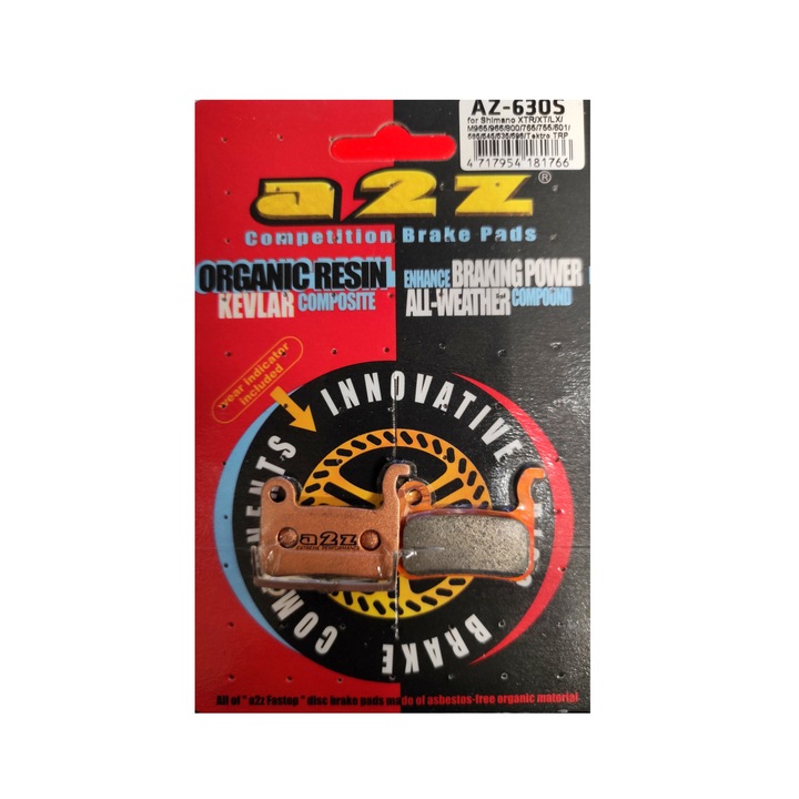 Placute de frana A2Z, AZ-630S, metalice, XTR/XT/SAINT/LX/HONE/DEORE BR-M965 /M966/M800/M765/M755/HONE M601/M585/M545/M535+ AZ-630S, 2 buc