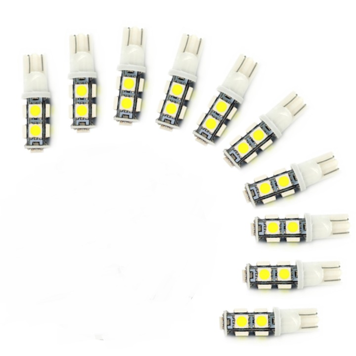 Комплект от 10 LED крушки, позиция T10 W5W 12V 2.25W, 162 лумена