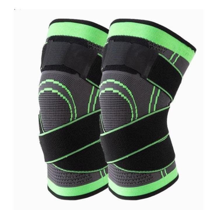 Set 2 genunchiere medicale cu bretele elastice, bandaj pentru genunchi cu compresie respirabila, marimea XL, negru/verde