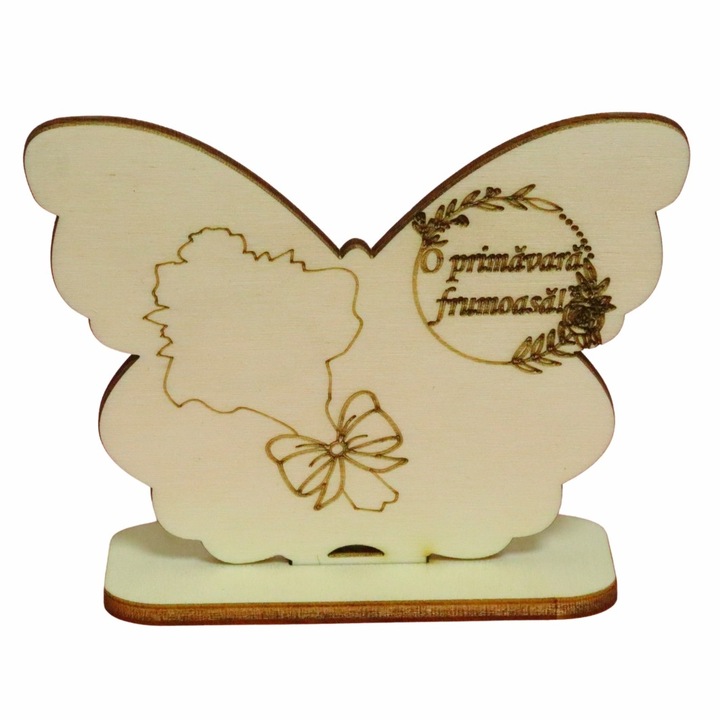 Martisor, Baza pentru flori, Fluture, Lemn, Primavara, 10×7, 5 cm, BM014