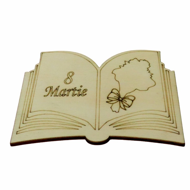 Martisor, Baza pentru flori, Carte, 8 Martie, Lemn, Primavara, 10×7 cm, BM044