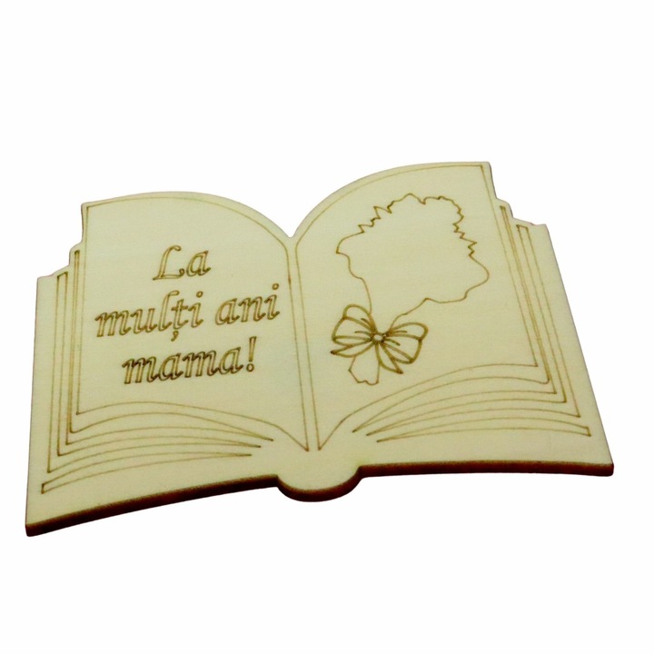 Martisor, Baza pentru flori, Carte, Lemn, La multi ani mama, Primavara, 10×7 cm, BM0048