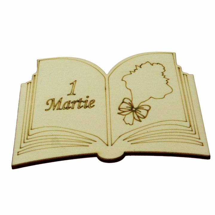 Martisor, Baza pentru flori, Carte, 1 Martie, Lemn, Primavara, 10×7 cm, BM045