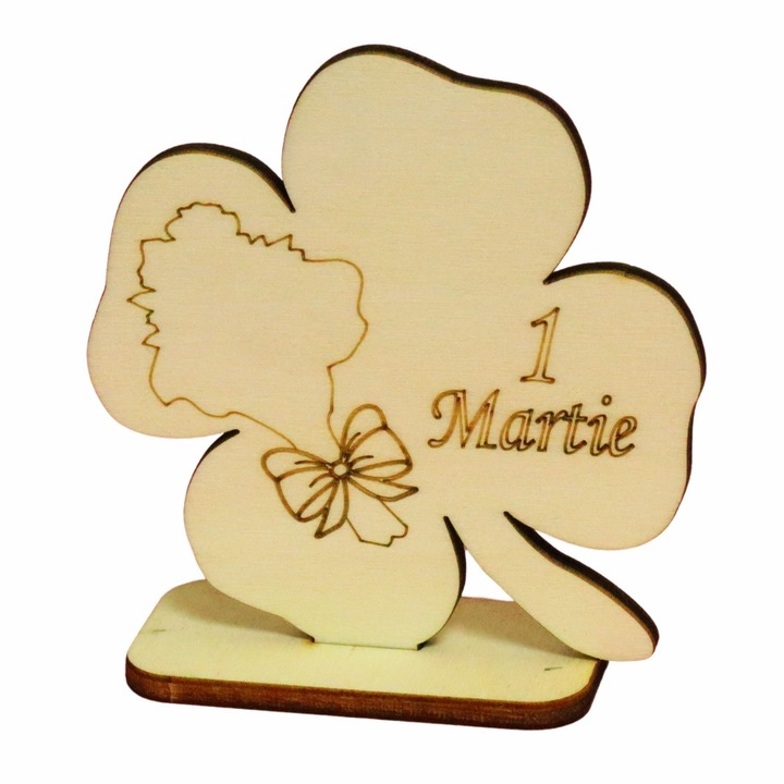 Martisor, Baza pentru flori, Trifoi, 1 Martie, Lemn, Primavara, 8×8 cm, BM004
