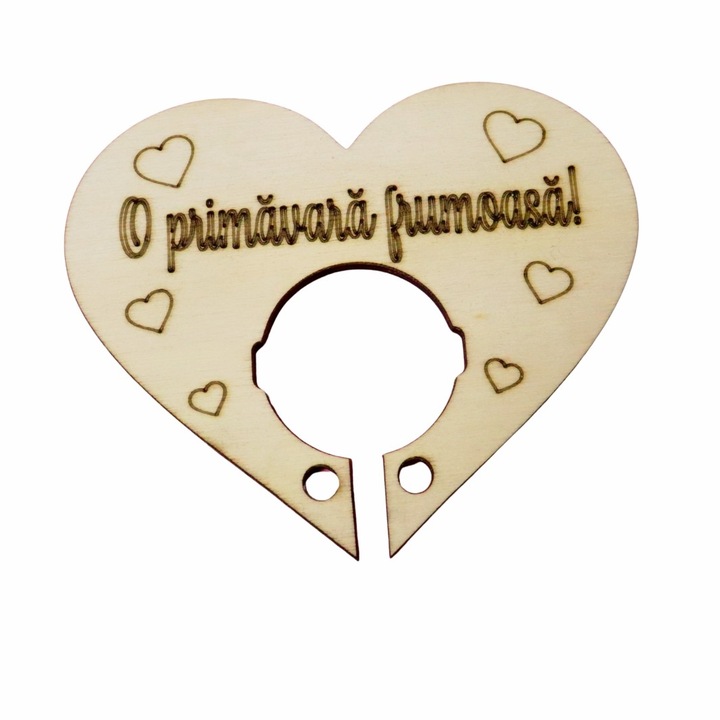 Martisor, Baza acadea, Inima, Lemn, 10×8 cm, Primavara, MB02
