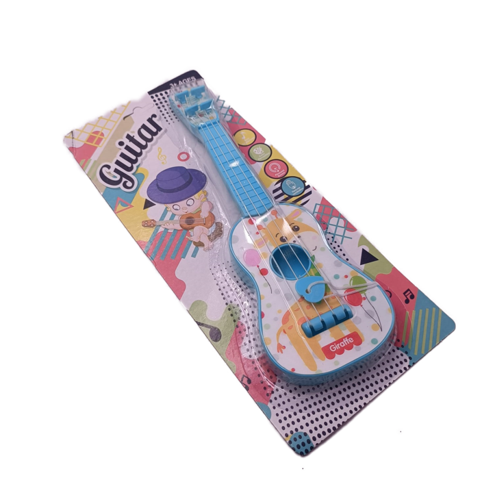 Jucarie Chitara Pentru Copii, Model Girafa, Corzi si Pana, Albastra, Dalimag
