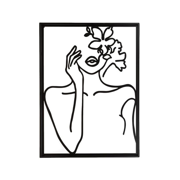 Декоративна картина в метална рамка, Woman Model, 44x58 см, Черна, ATU-086200