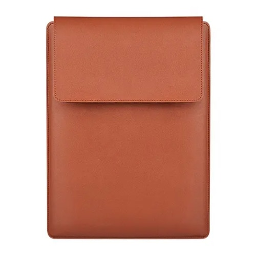 Husa universala pentru MacBook din piele, cu suport si zona mousepad, Maro