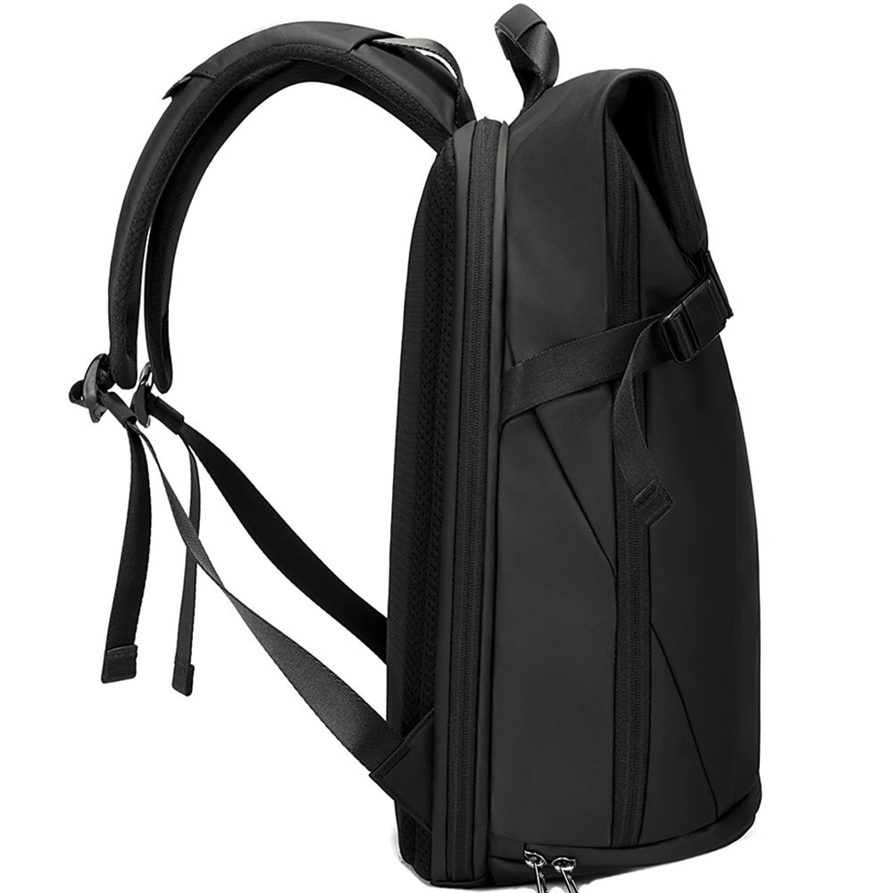 Rucsac laptop 15.6", smart casual, design pelerin unisex, impermeabil, BANGE, 44x30x17 cm, Negru
