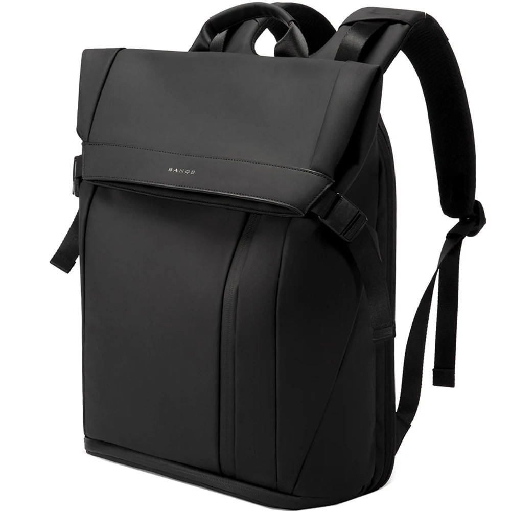 Rucsac laptop 15.6", smart casual, design pelerin unisex, impermeabil, BANGE, 44x30x17 cm, Negru