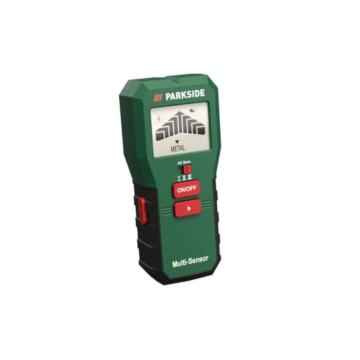 Detector multifunctional Parkside, 145 x 65 x 33 mm, verde
