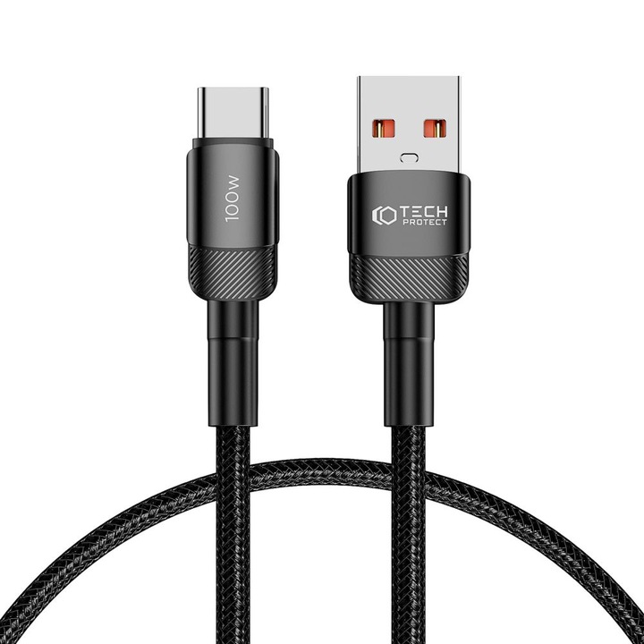 Kábel töltéshez és adatátvitelhez TECH-PROTECT UltraBoost EVO, USB/USB Type-C, 100W, 5A, 50cm, fekete
