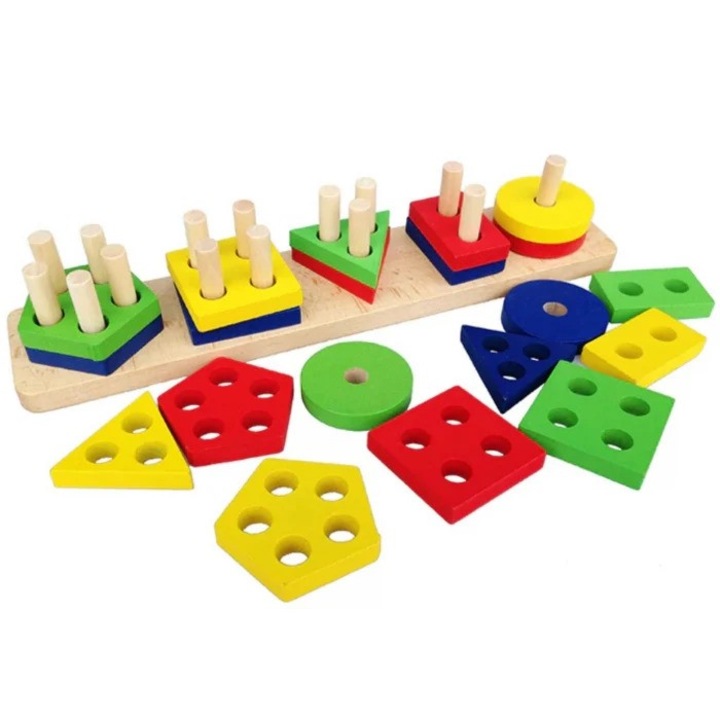 Alakválogató játék, Montessori típusú, 5 oszlopos