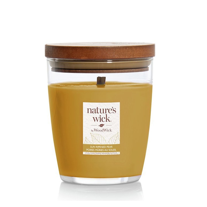 Lumanare Parfumata Borcan Mediu Sun Ripened Pear 284g, Nature's Wick