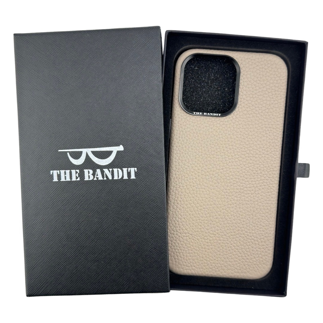 Husa piele, The Bandit Pebble pentru Iphone 15 Pro Max, Bej
