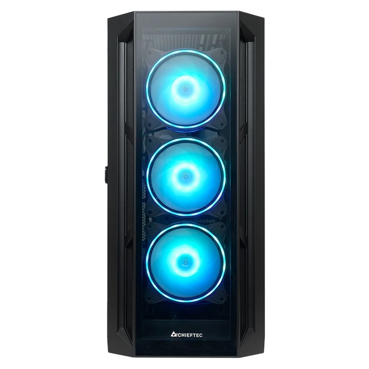 Chieftec "APEX" tok, Tower, ATX, tápegység nélkül, 4x ventilátor, USB 3.2 gen 2 Type-C x 2, USB 3.2 gen 1 x 2, USB 2.0 x 1, audio, mikrofon, RGB, PSU burkolat, 7 bővítőhely, ARGB világítás, fekete