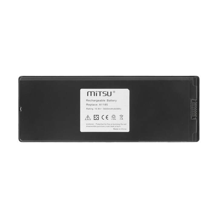 Laptop akkumulátor, Mitsu, Li-Ion, Apple MacBook 13", 5600 mAh, fekete
