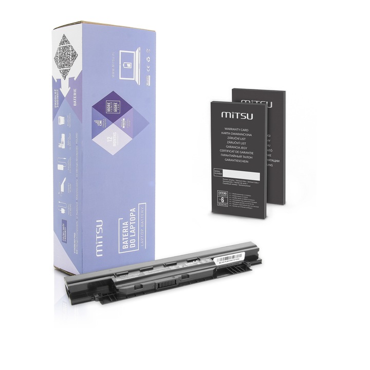 Laptop akkumulátor, Mitsu, 4400 mAh, 10,8 V, 6 Li-Ion cella, kompatibilis az Asusszal