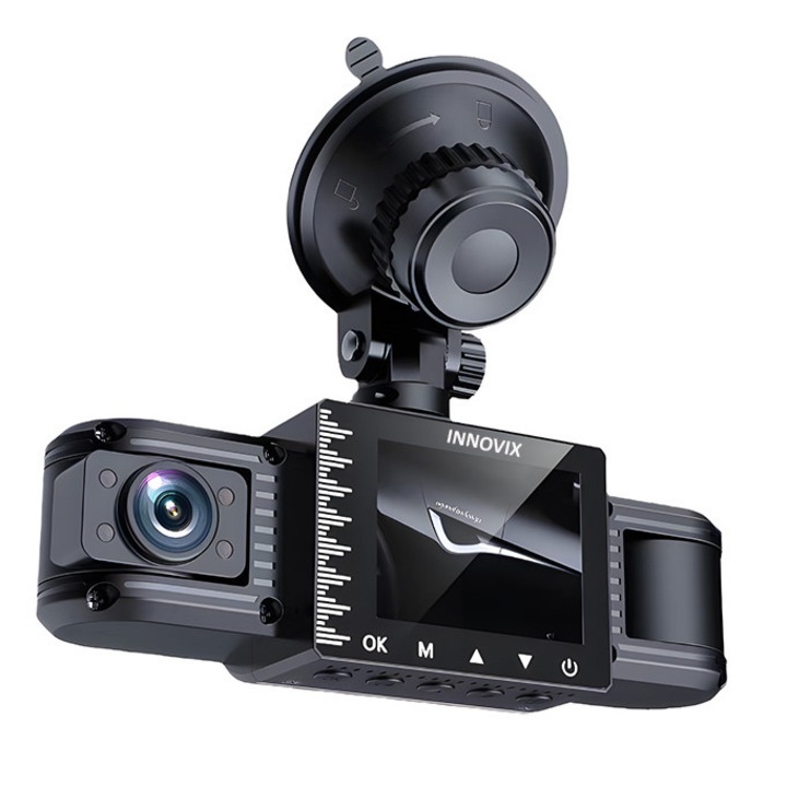 Camera Auto DVR INNOVIX, cu 3 Unghiuri de Filmare, ZD-X61, Ecran IPS 2.0", Rezolutie 1080P, Night Vision, G-Sensor, Inregistrare Loop, Vizualizare 170°