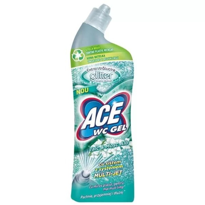 Gel igienizant toaleta Ace, Glitter talc&mosc alb, 700 ml