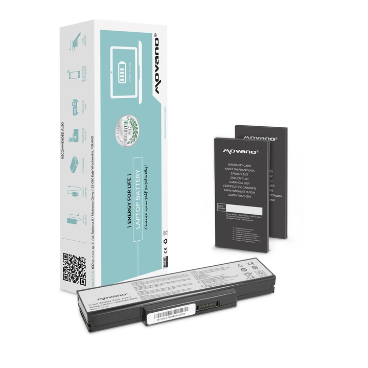 Movano laptop akkumulátor, 4400 mAh, 10,8 V, 6 Li-ion cella, kompatibilis Asus K72, K73, N73, X77