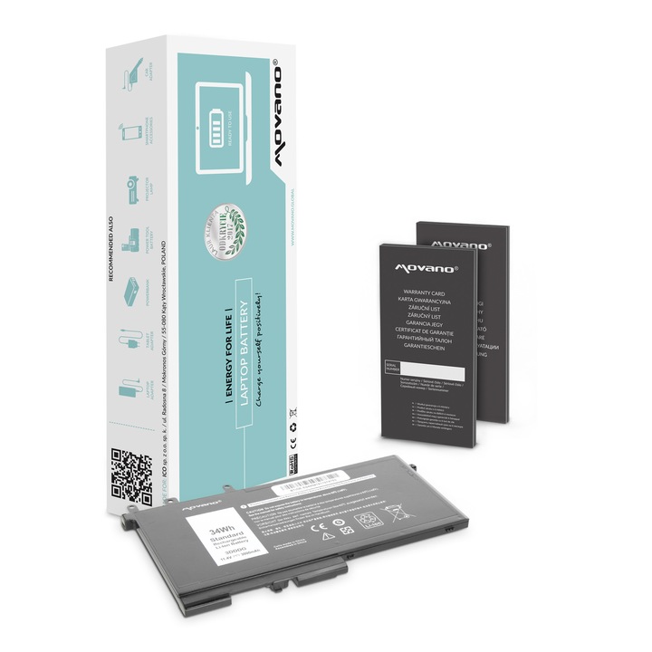 Baterie laptop Movano pentru Dell Latitude, 3000mAh, 11.4V, 3 celule Li-Poly