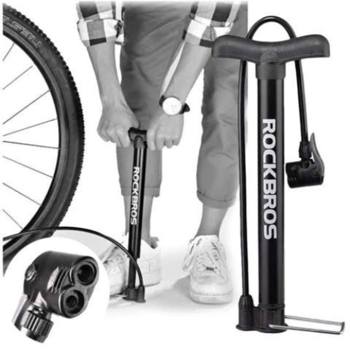 Kerékpár padló pumpa, Rockbros, acél/alumínium, 120 psi, 32 x 3,1 cm, fekete