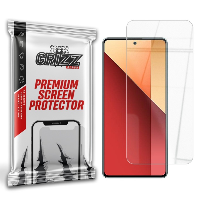 Folie protectie telefon, GrizzGlass, Sticla hibrid, Pentru Xiaomi Redmi Note 13 Pro 4G, Transparent