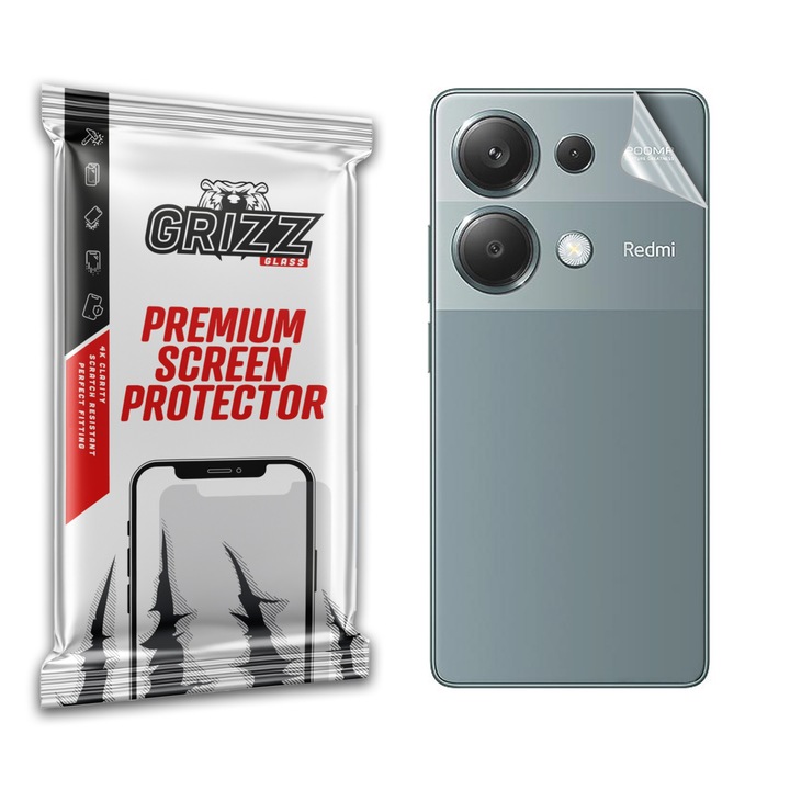 Folie de protectie spate, GrizzGlass, SatinSkin Compatibil cu Xiaomi Redmi Note 13 Pro 4G, Plastic, Transparent