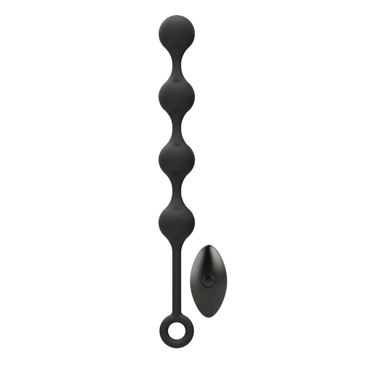 Anális/vaginális golyókészlet Nexus Quattro, 7 vibrációs funkciós, szilikon, fekete, 35,5x4 cm