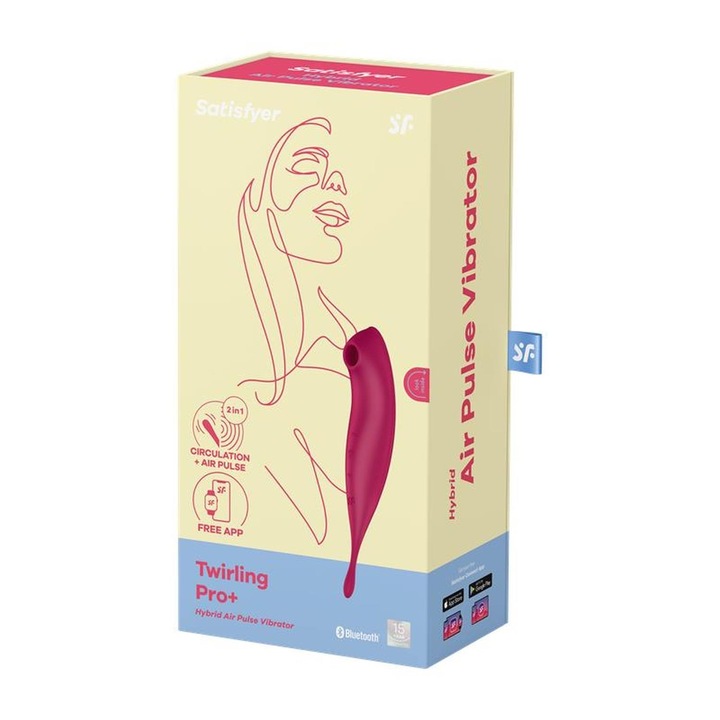 Satisfyer Twirling Pro+ vibrátor, Connect alkalmazás , Szilikonból, Tökéletes fürdéshez, Sötétvörös