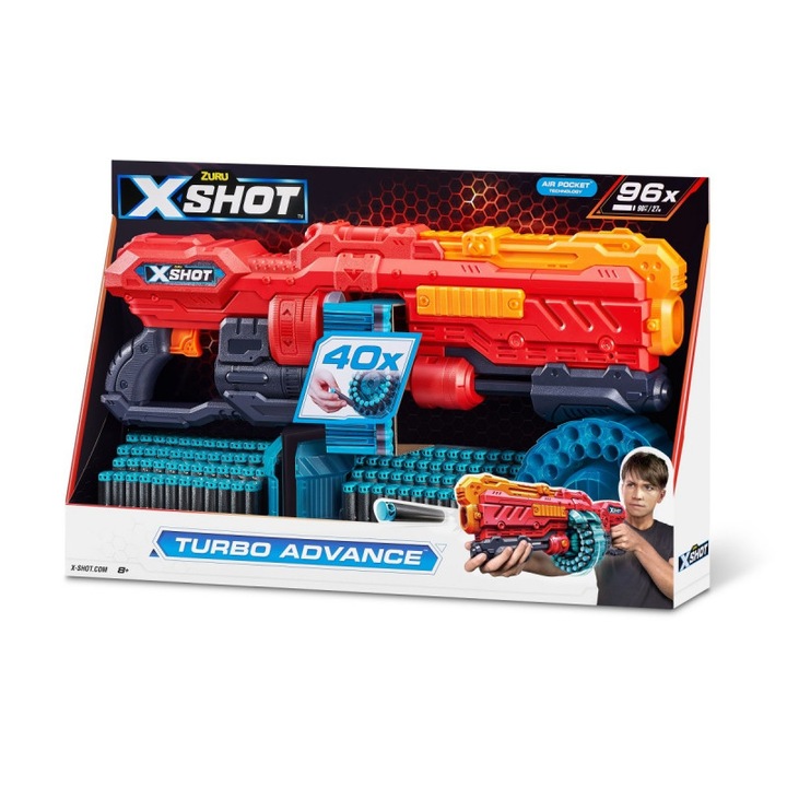 Blaster de sageti Excel Turbo Advance, Zuru, Multicolor, 96 proiectile