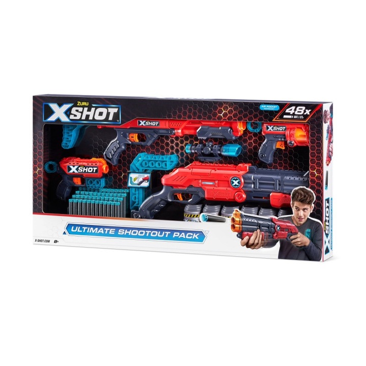 Set blaster si 48 proiectile Ultimate Shootout, Zuru, Plastic, Raza 27 m, 8+, Multicolor