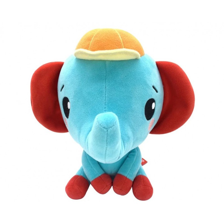Elefant de Plus, Fisher Price, 20 cm, 0-3 Luni, Multicolor