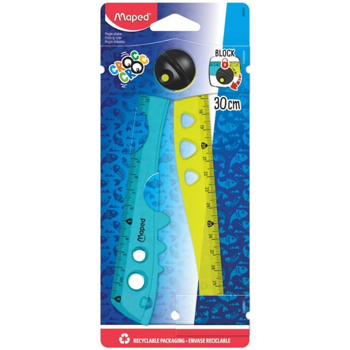Set 2 rigle, Maped, Plastic, 15cm/30cm, Verde/Galben