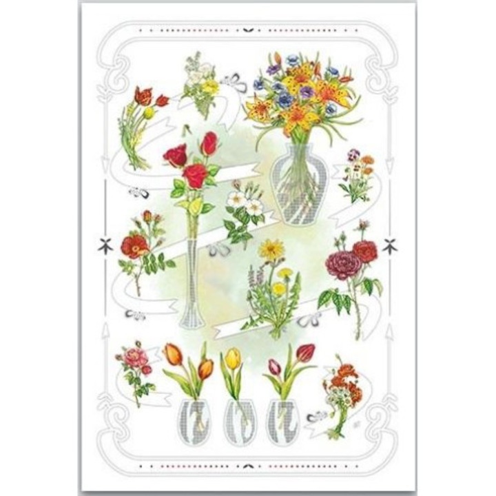 Felicitare cu plic, Flori. 12x18, Multicolor