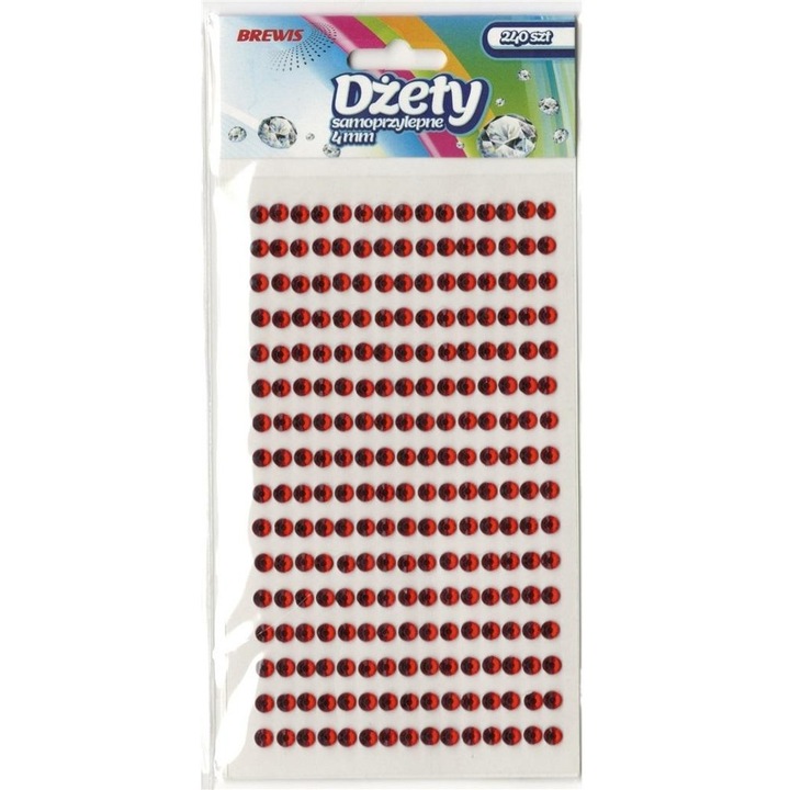 240 db-os strassz készlet körmökhöz, Brewis, 4mm, Piros