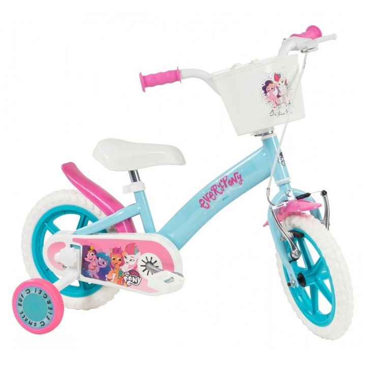 Велосипед My Little Pony с помощни колела, Toimsa, Пластмаса/Стомана, Многоцветен