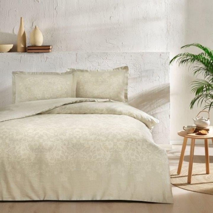 Спално бельо, двойно, 100% сатениран памук, 4 части, 230x260 см, TAC Mako-Satin, Herta