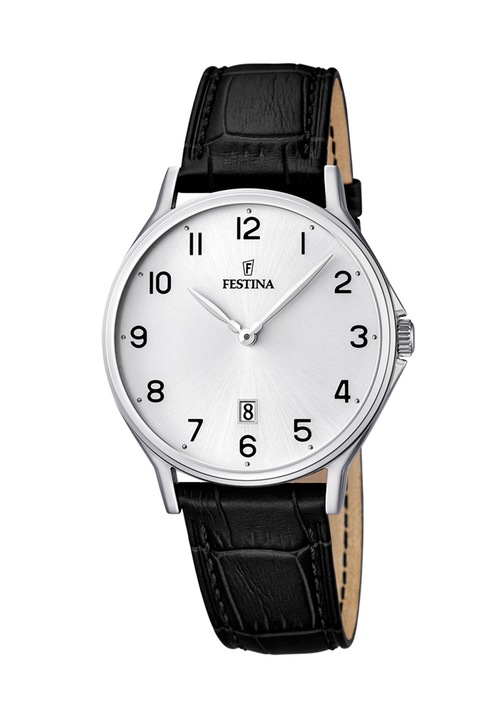 Festina, Часовник с кожена каишка, Черен