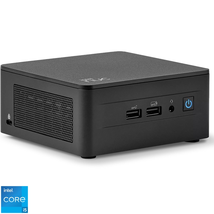 Мини компютър Asus NUC 13 Pro NUC13ANHi5, Intel® Core™ i5-1340P, Без RAM, Без място за съхранение, Intel® Iris® Xe Graphics, No OS, Кабел за ЕС, Черен