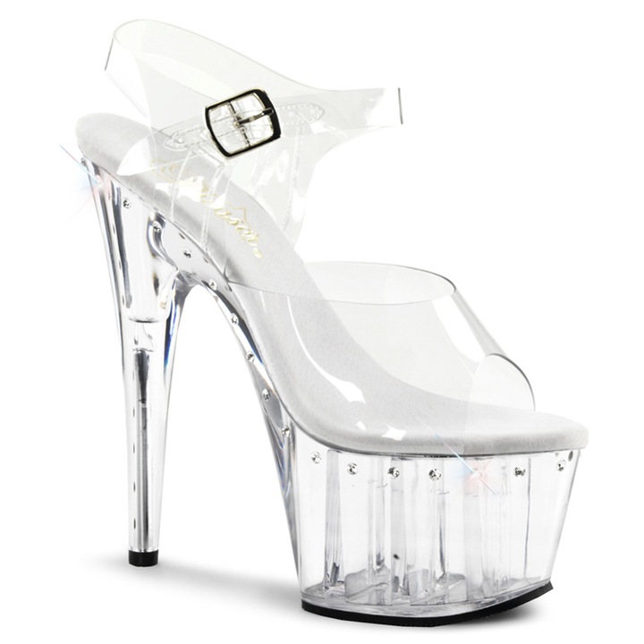 Sandale fetish Pleaser Adore-708LS, silicon, toc 17.8 cm, transparent, 35 EU