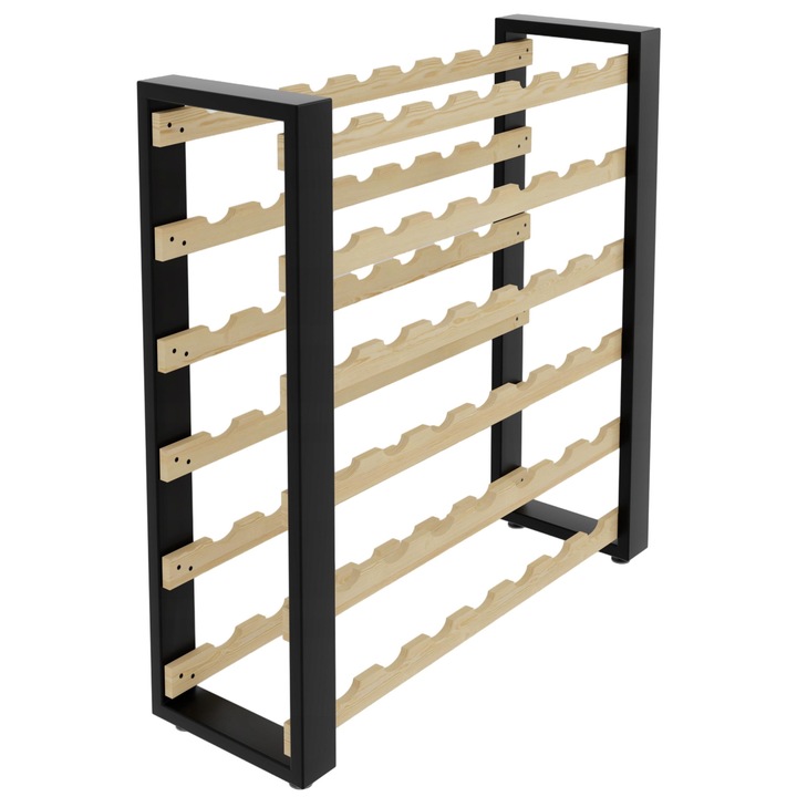 Стелаж за вино LOFT 42 Premium, Lenmar, дърво, 84 x 27 x 84,5 см, черен / кафяв