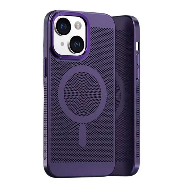 Husa de protectie Apple Case with MagSafe, DM, cu disipare a caldurii, pentru iPhone 15 Pro, Plastic/Metal, Violet