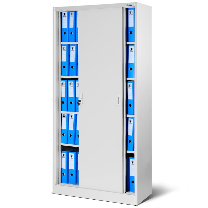 Dulap cu usi glisante, JAN NOWAK, 185 x 90 x 40 cm, Metal, Gri